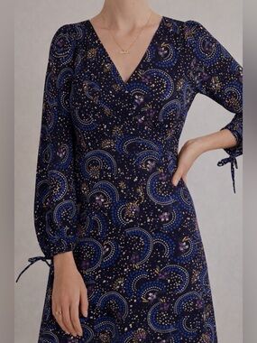 Anthro Maeve Paisley Print Long Sleeve Mini Dress Black Sz 2